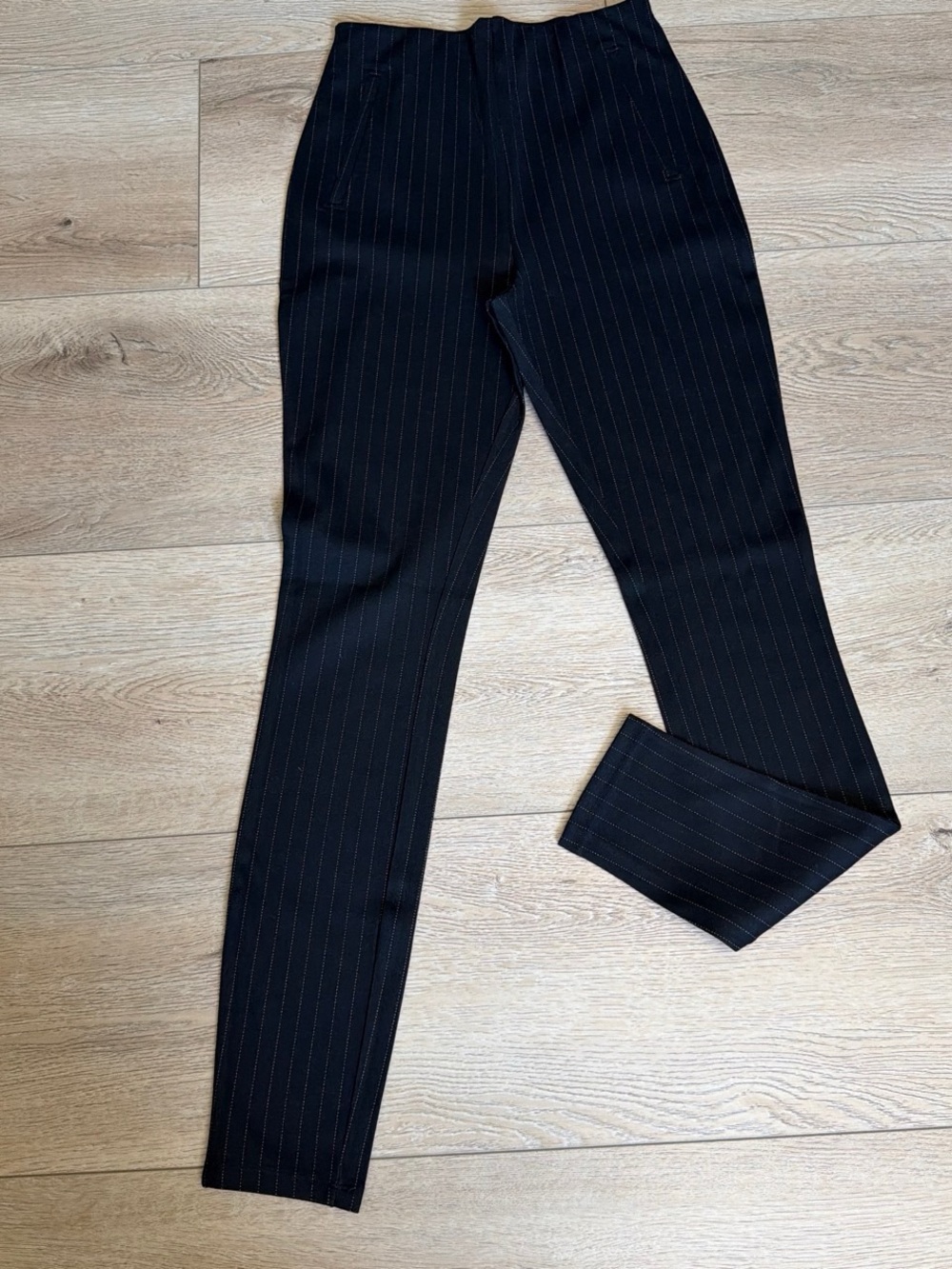 H&M Black Pinstripe Tapered Dress Pants